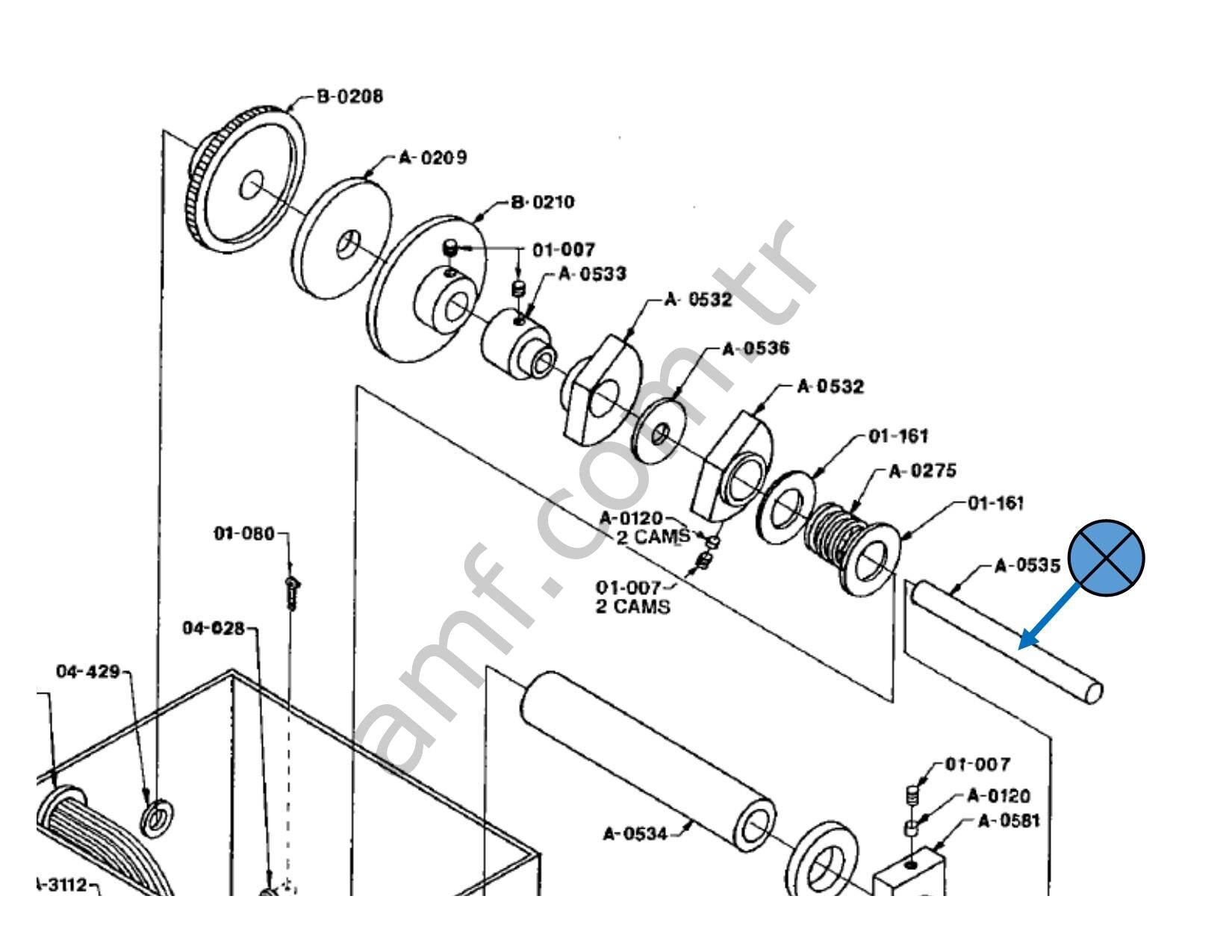 Inner Cam Shaft_A-0535 Lc-100, Kam İç Mili, Şaft