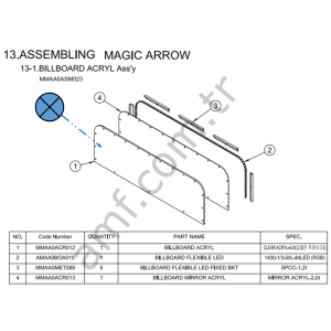Magic Arrow, Billboard Acrylic_MMAA0ACR012 Magic Arrow, Üst Pano Akrilik Koruma, Cam