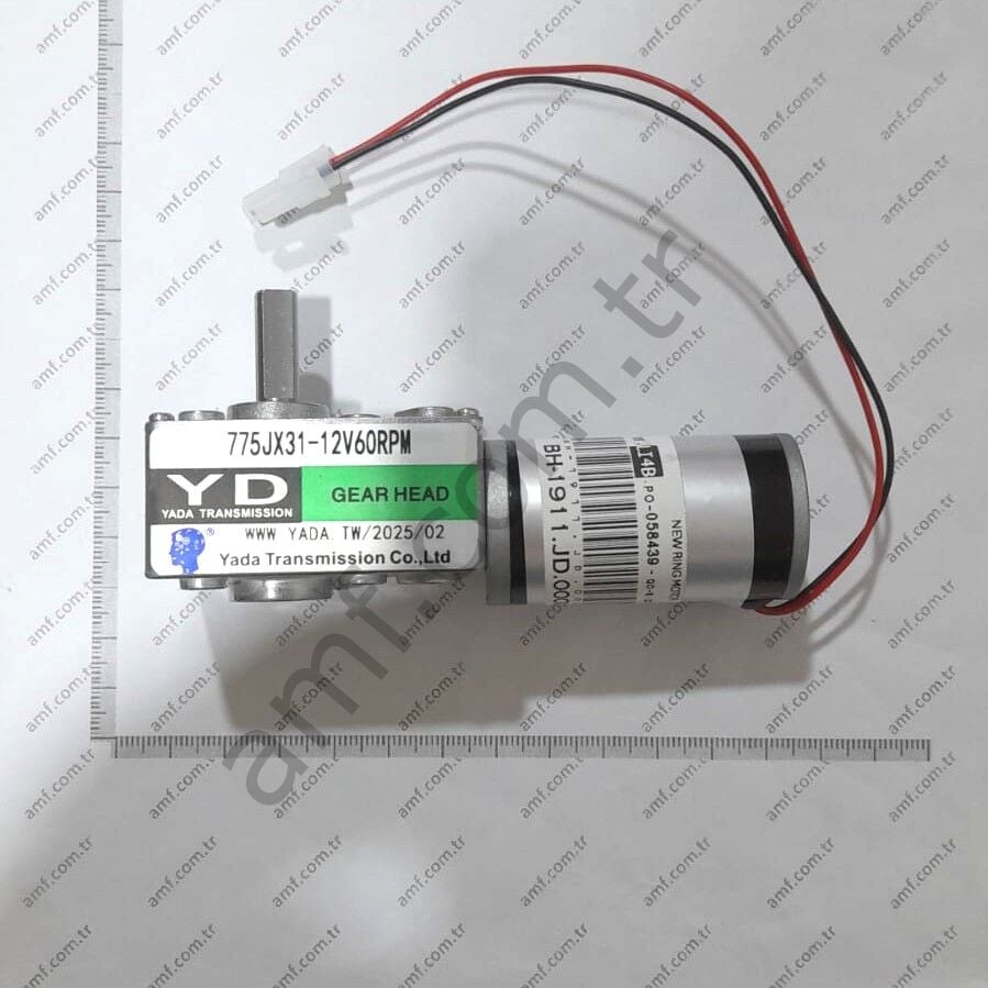 Gear&Motor, Dc12v 60Rpm_YD-775JX31-12V60RPM Redüktörlü Motor, Dc, 12V, 60rpm, L Type, Şaft Dia:8mm, Şaft Uzunluk:20mm